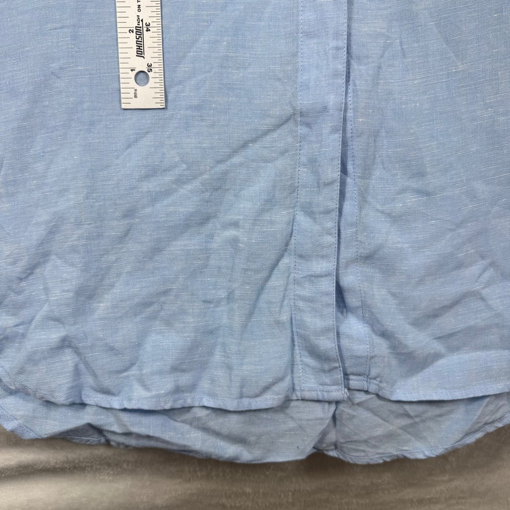 Saks Fifth Avenue Womens Blue 100% Linen Short Sleeve Button Front Shirt Dress L - Picture 4 of 9